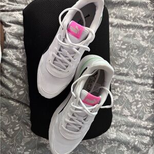Puma Women's White Sneakers with Pink Accents